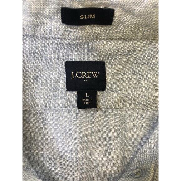 J.Crew Mens Short Sleeve Indigo Organic Chambray Button Down Shirt L Classic - Picture 13 of 13